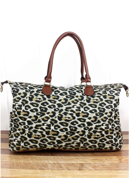 Leopard overnight tote